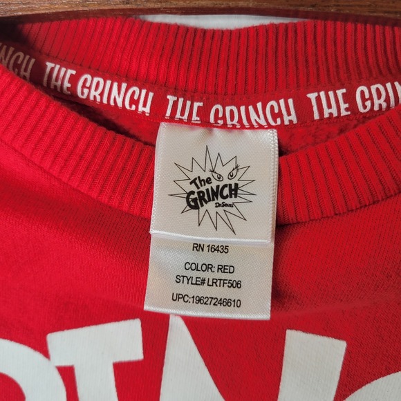 The Grinch Dr Seuss Red Sweatshirt Pullover Top 4T Graphic Whimsy Cute Festive - Picture 2 of 10